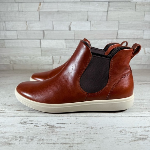 ECCO Soft 7 Chelsea Boot Sneaker Cognac Brown Leather Pull On EU 40 Size 9-9.5 - Picture 5 of 14
